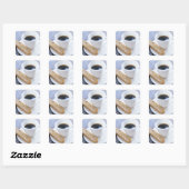 Koffie en biscotti vierkante sticker (Vel)