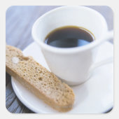 Koffie en biscotti vierkante sticker (Voorkant)