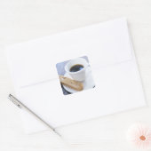 Koffie en biscotti vierkante sticker (Envelop)