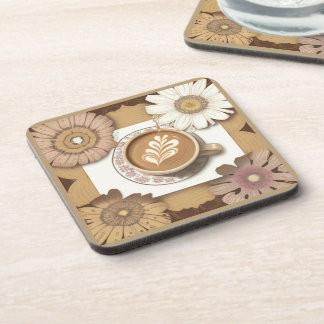 Koffie en bloemen bier onderzetter