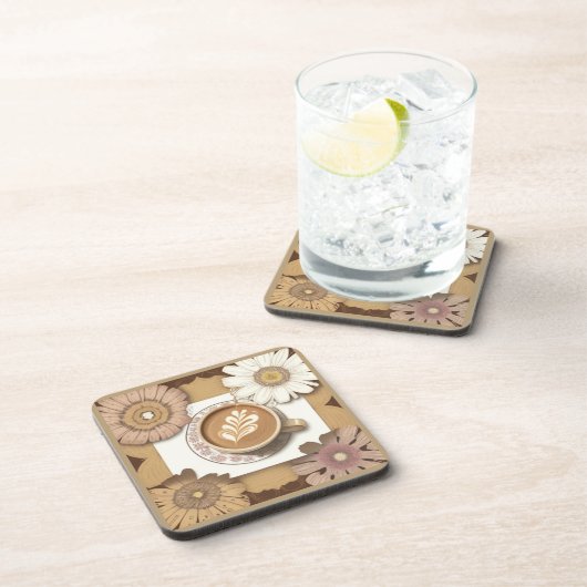 Koffie en bloemen bier onderzetter (Rechterzijde)