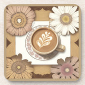 Koffie en bloemen bier onderzetter (Voorkant)
