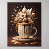 Koffie en bloemen moderne kunst poster (Voorkant)