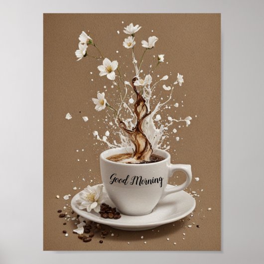 Koffie en bloemen poster (Voorkant)
