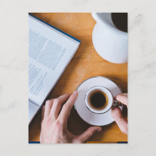 Koffie en boek; Lazy Sunday Briefkaart