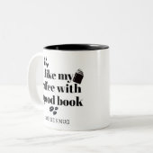 Koffie en boek liefhebber gepersonaliseerd tweekleurige koffiemok (Voorkant links)