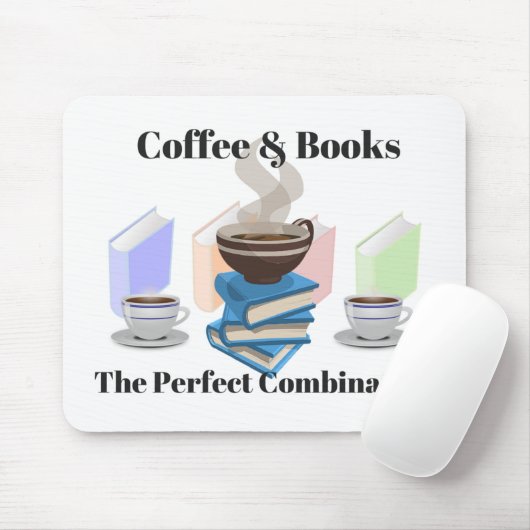 Koffie en boeken - de perfecte combinatie muismat (Met muis)