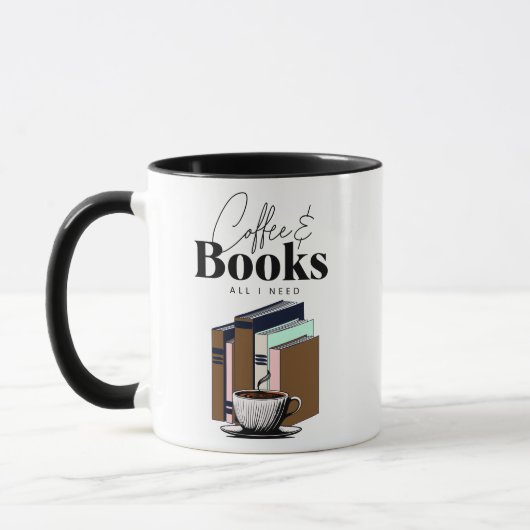 Koffie en boeken is alles wat ik nodig heb  mok (Links)