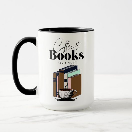 Koffie en boeken is alles wat ik nodig heb  mok (Links)