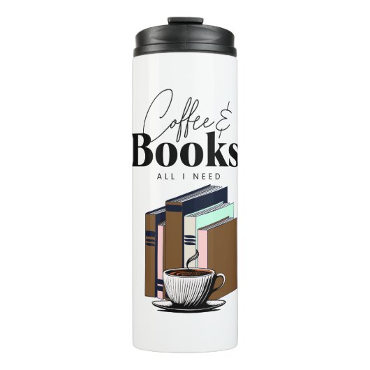 Koffie en boeken is alles wat ik nodig heb thermosbeker (Voorkant)