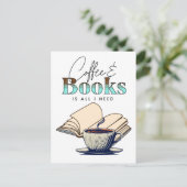 Koffie en boeken is alles wat ik nodig heb Typogra Briefkaart (Staand voorkant)