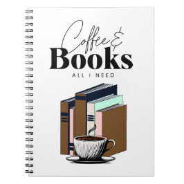 Koffie en boeken is alles wat ik nodig heb Vintage Notitieboek