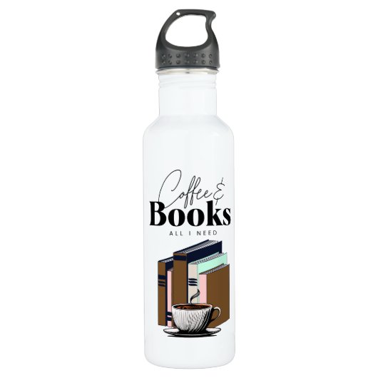 Koffie en boeken is alles wat ik nodig heb  waterfles  (Voorkant)