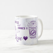 Koffie en boeken, liefdesklinker lezen koffiemok (Voorkant rechts)