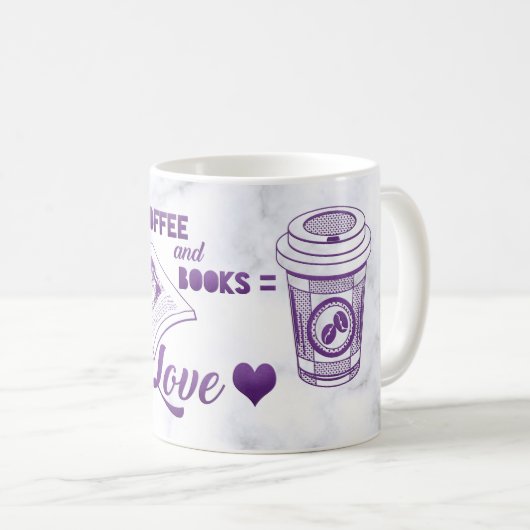 Koffie en boeken, liefdesklinker lezen koffiemok (Voorkant rechts)