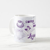 Koffie en boeken, liefdesklinker lezen koffiemok (Voorkant links)