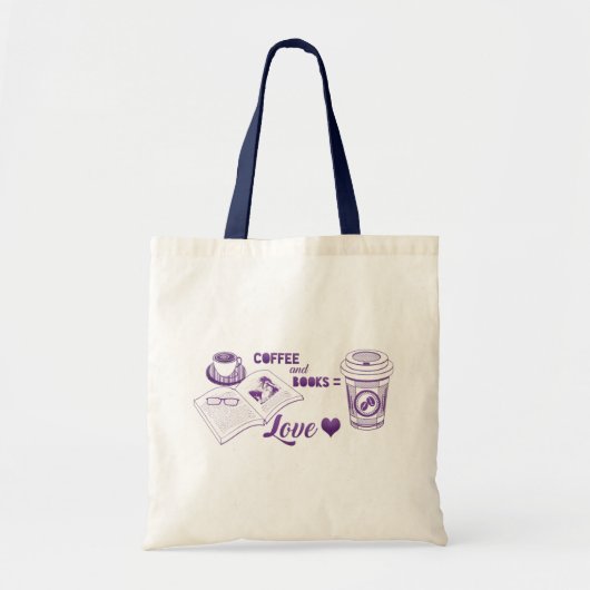 Koffie en boeken, liefdesklinker lezen tote bag (Voorkant)