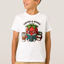 Koffie en boeken - Schattigee Strawberry Character T-shirt