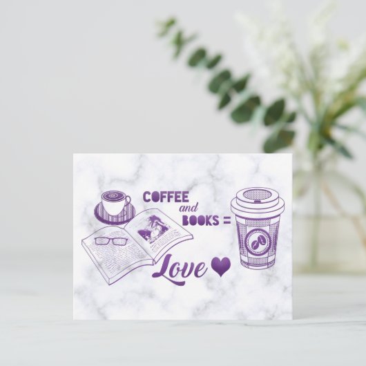 Koffie- en boekenwissel briefkaart (Staand voorkant)