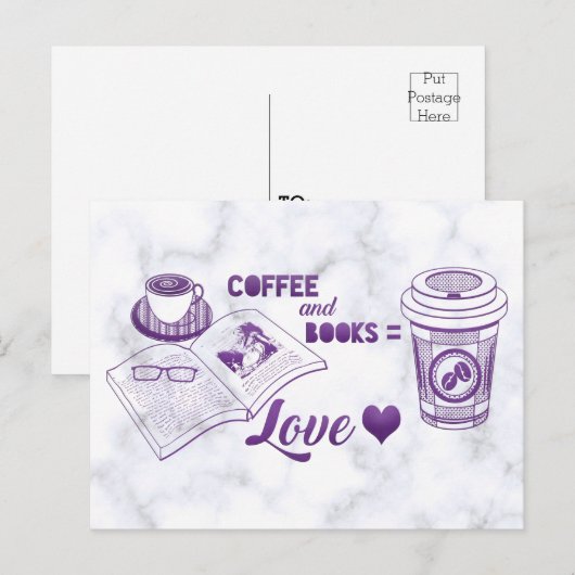 Koffie- en boekenwissel briefkaart (Voorkant / Achterkant)