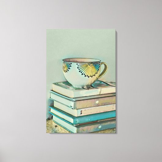 Koffie- en boekliefhebbers canvas afdruk (Voorkant)