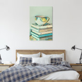 Koffie- en boekliefhebbers canvas afdruk (Insitu (Slaapkamer))