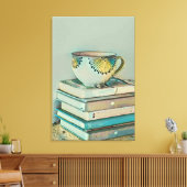 Koffie- en boekliefhebbers canvas afdruk (Insitu (Woonkamer))