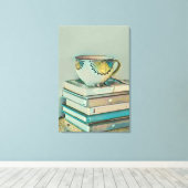 Koffie- en boekliefhebbers canvas afdruk (Insitu (Houten vloer))