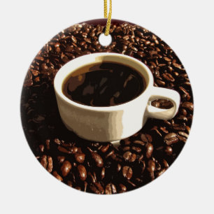 Koffie en bonen keramisch ornament