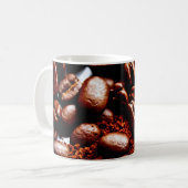 Koffie en bonen, vers koffiemok (Voorkant links)