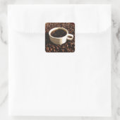 koffie en bonen vierkante sticker (Tas)