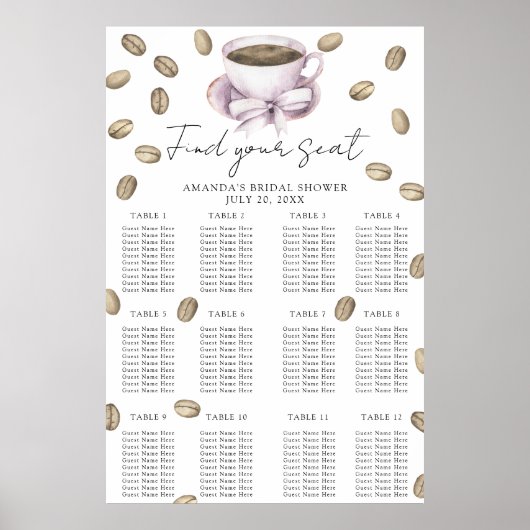 Koffie en boog Vrijgezellenfeest zitkaart Poster (Voorkant)