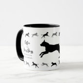 Koffie en Boxer Dogs Two-tone Mok Black & Grey (Voorkant links)