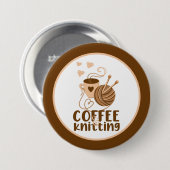 Koffie en Breiknoop Ronde Button 7,6 Cm (Voorkant /achterkant)