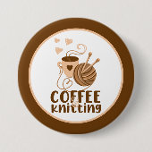 Koffie en Breiknoop Ronde Button 7,6 Cm (Voorkant)