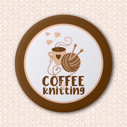 Koffie en Breiknoop Ronde Button 7,6 Cm