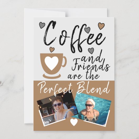 Koffie en bruine foto's van vriendinnetjes magnetische uitnodiging (Voorkant)