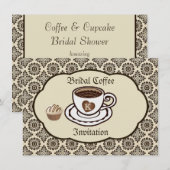 Koffie en Cake, demask Bridal Shower Invitation Kaart (Voorkant / Achterkant)