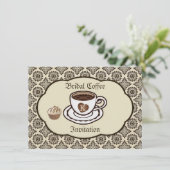 Koffie en Cake, demask Bridal Shower Invitation Kaart (Staand voorkant)