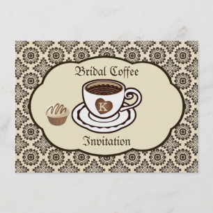 Koffie en Cake, demask Bridal Shower Invitation Kaart