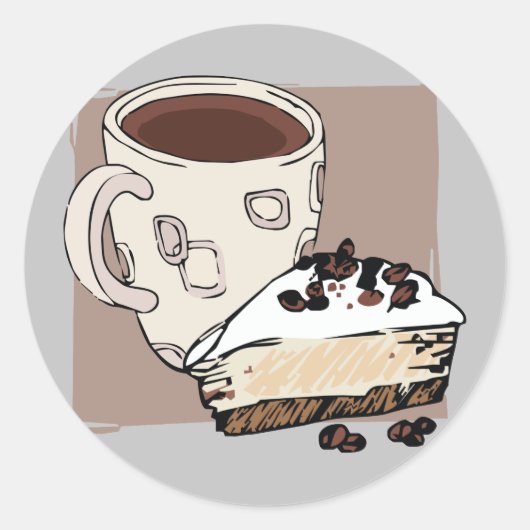 Koffie en Cake Ronde Sticker (Voorkant)