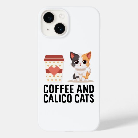 Koffie en Calico katten Grappige Calico kat Case-Mate iPhone Case (Achterkant)