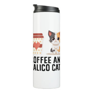 Koffie en Calico katten Grappige Calico kat Thermosbeker