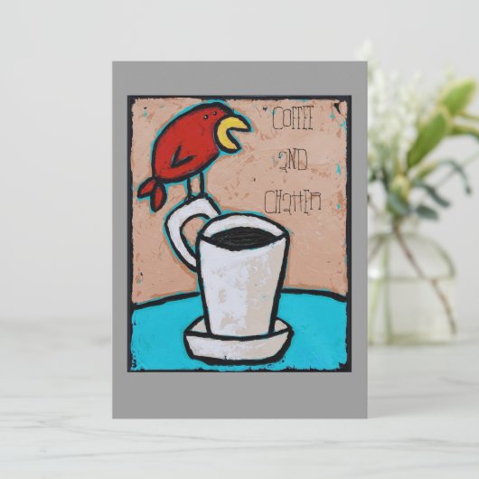 Koffie- en chatuitnodiging kaart (Staand voorkant)