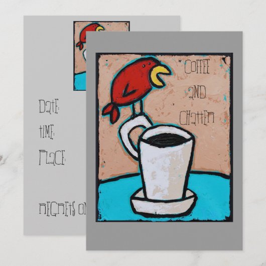 Koffie- en chatuitnodiging kaart (Voorkant / Achterkant)