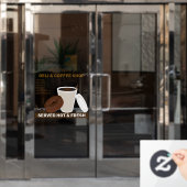 Koffie en chocolade donut raamsticker (Kantoordeur)