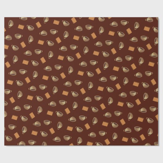 Koffie en chocolade-koekjes Pattern-bruin eten Cadeaupapier (Vlak)