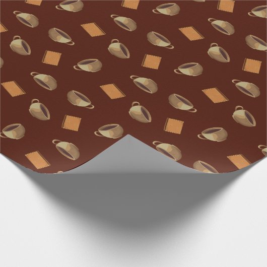 Koffie en chocolade-koekjes Pattern-bruin eten Cadeaupapier (Hoek)