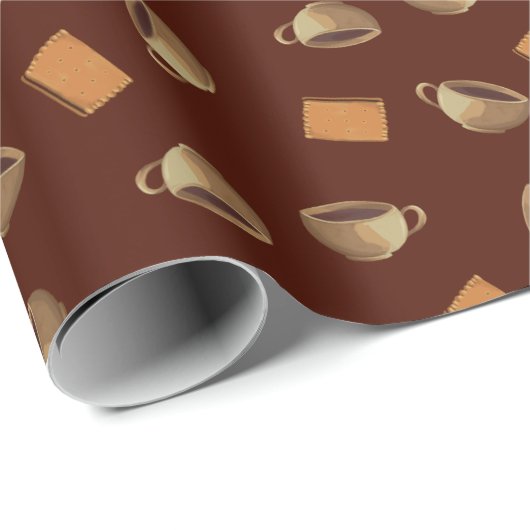 Koffie en chocolade-koekjes Pattern-bruin eten Cadeaupapier (Rol Hoek)