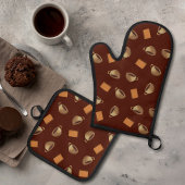 Koffie en chocolade-koekjes Pattern-bruin eten Ovenwant & Pannenlap Set